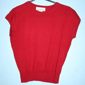 Petite Illustrations Red Cap Sleeve Sweater Top Small